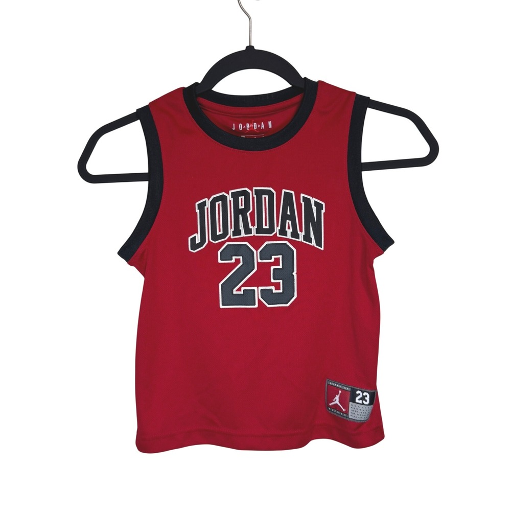 Jordan Kids Red 23 Basketball Jersey Mesh Tank Top Size 7 6-7 YRS